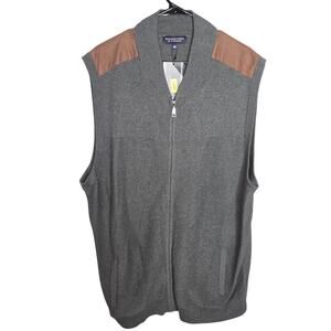 Roundtree & Yorke Full Zip Grey Sweater Vest Mens 3XLT NEW